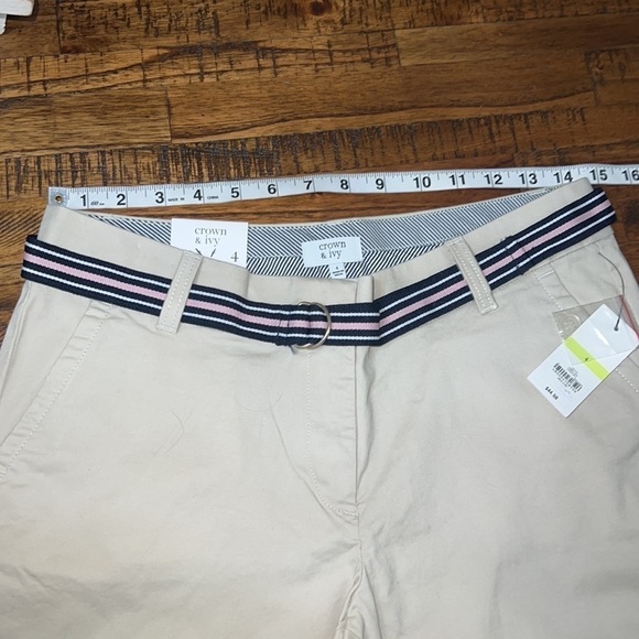 Crown & Ivy NWT Shorts pebble grey with black white and pink belt size 4 - Picture 8 of 10
